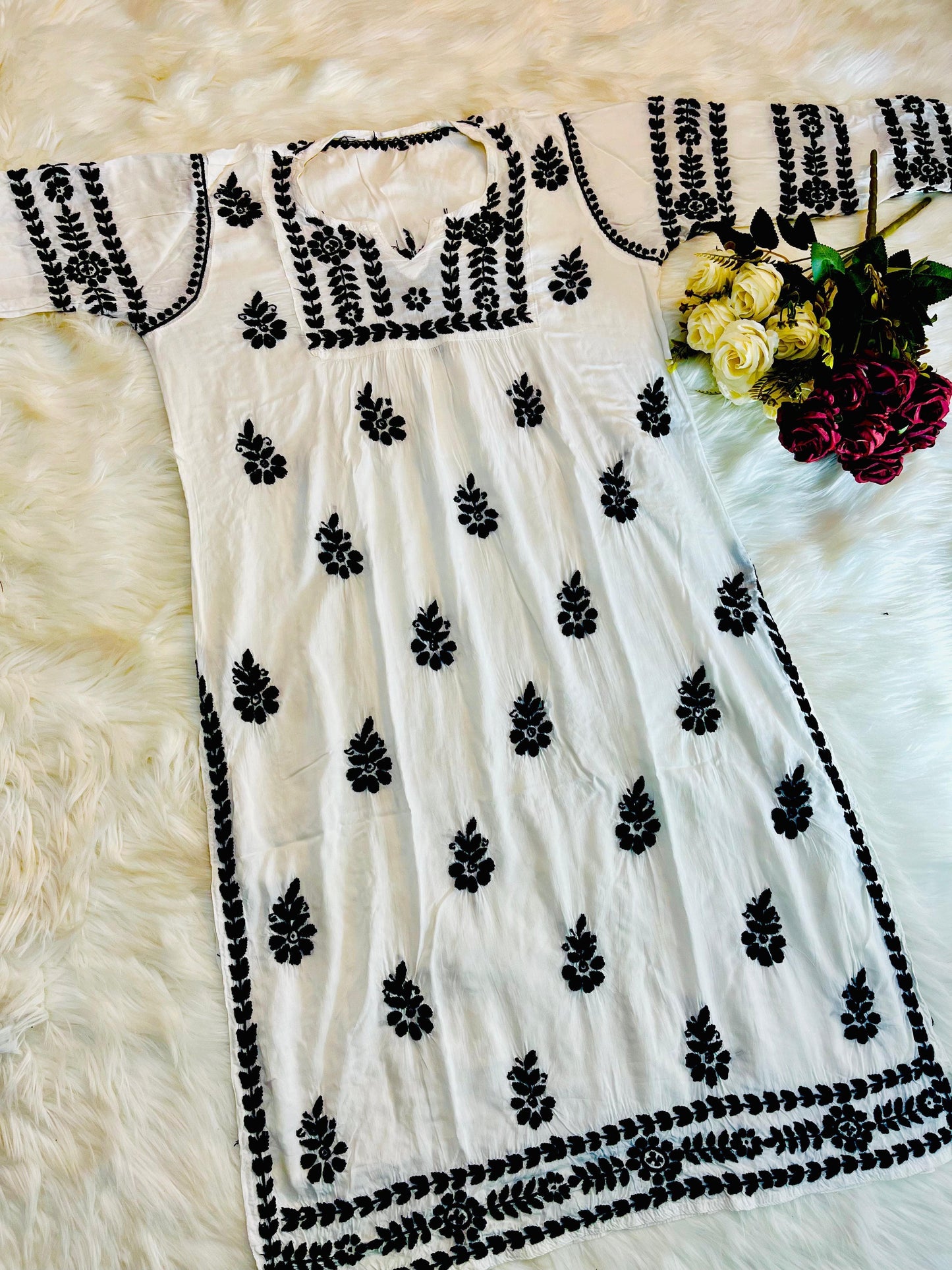Zoya Chikankari Handwork Kurta & Plazzo Set on Soft Modal Fabric