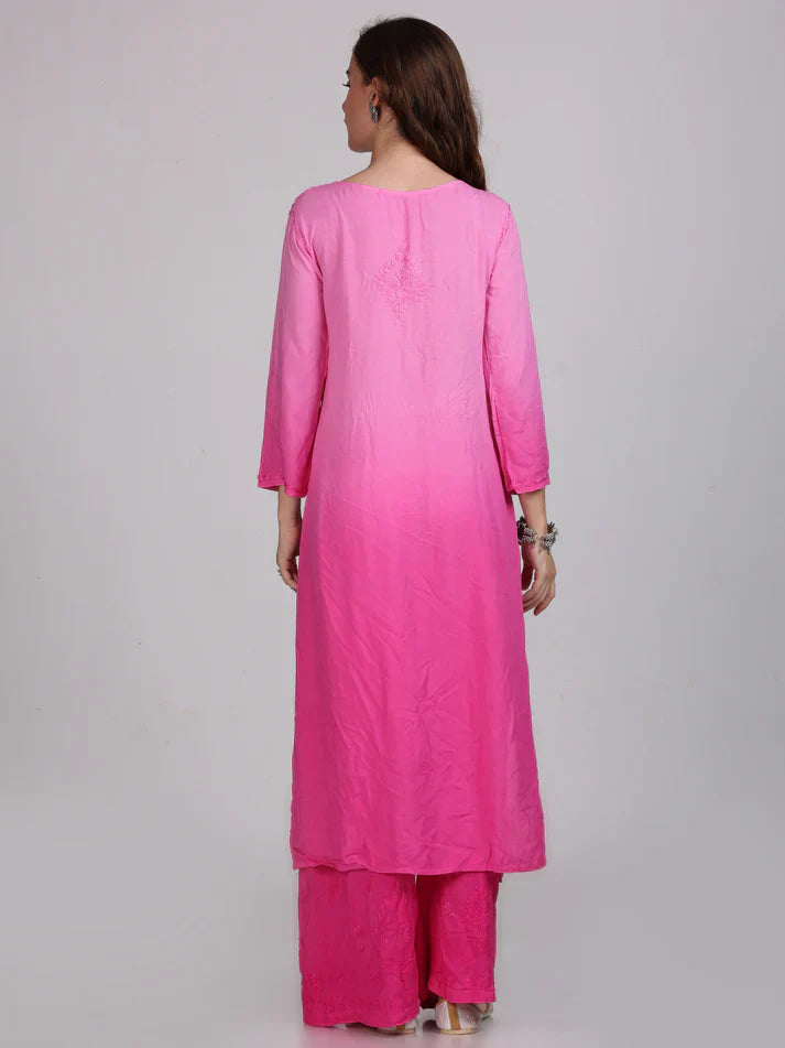 Chikankari Ryon Cotton Ombre Dyed 3pc Suit in 7 Beautiful colors