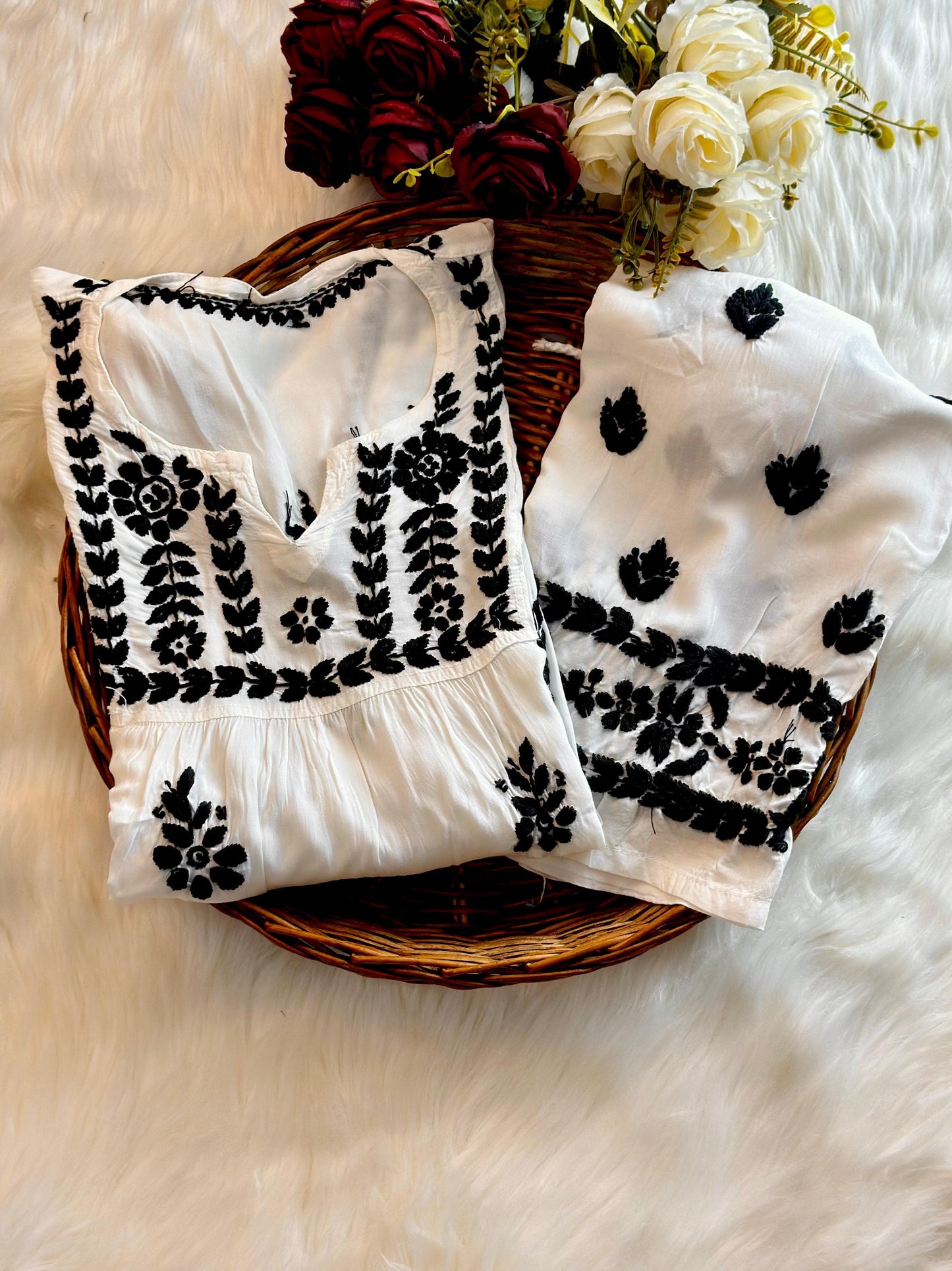 Zoya Chikankari Handwork Kurta & Plazzo Set on Soft Modal Fabric