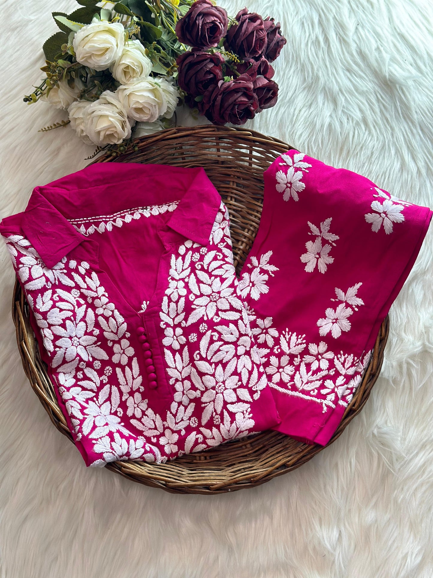 Rasha Chikankari Premium Modal Short Kurti & Pant Co Ord Set