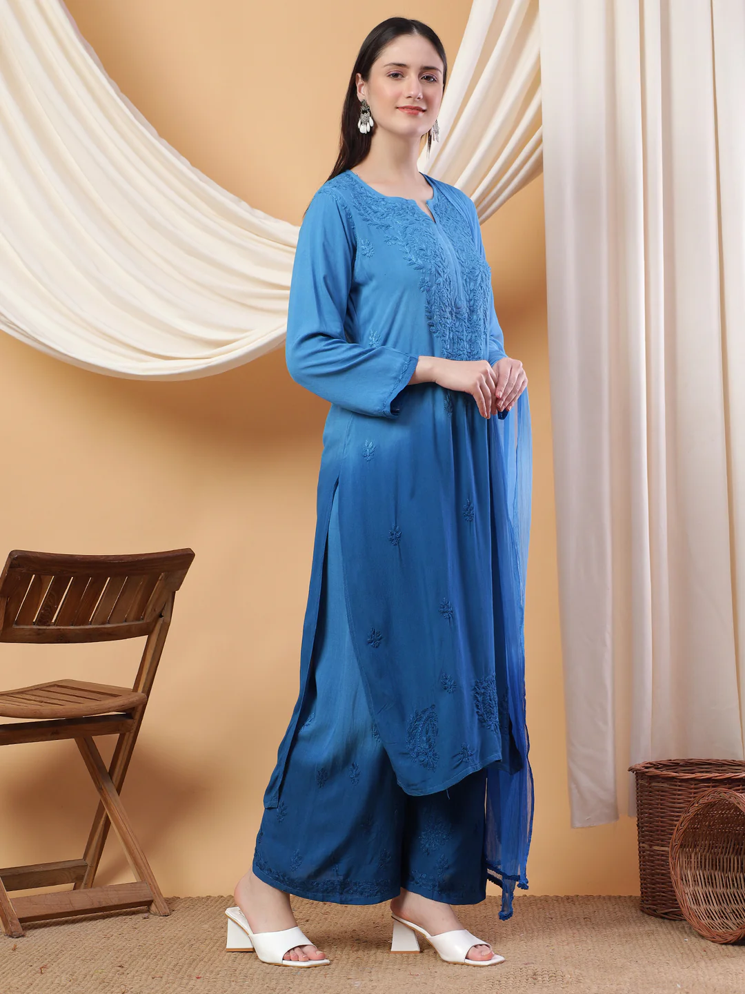 Meher Chikankari Ombre Rayon Co-ord Set