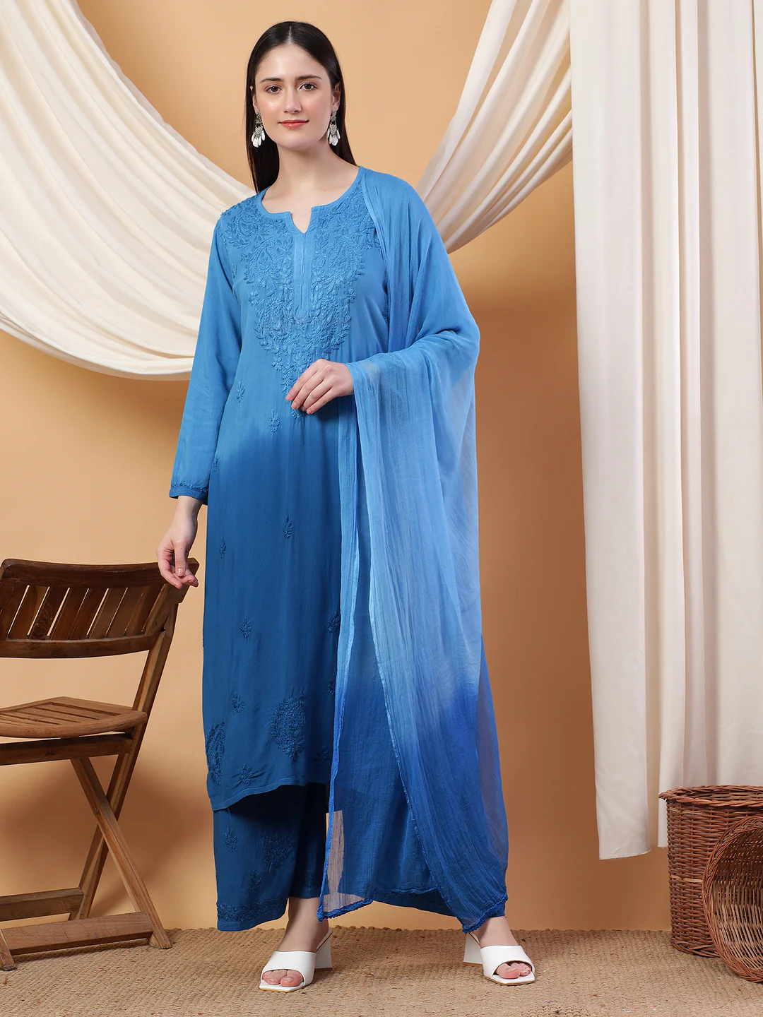 Meher Chikankari Ombre Rayon Co-ord Set