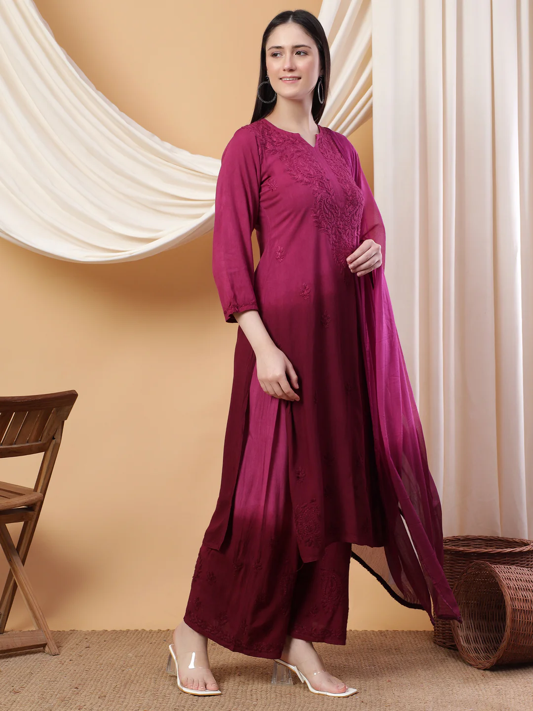 Meher Chikankari Ombre Rayon Co-ord Set
