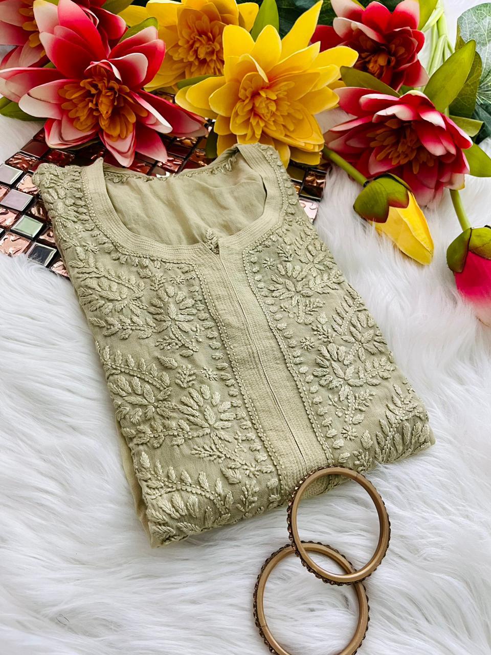 Premium Viscose Ghaspatti Embroidered Kurtis