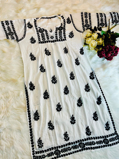 Zoya Chikankari Handwork Kurta & Plazzo Set on Soft Modal Fabric