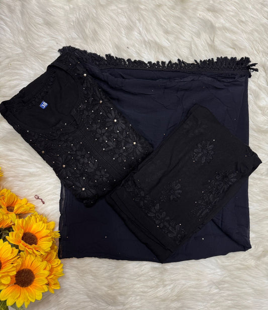 Noor Chikankari Rayon Mukaish 3pc Suit Set ✨