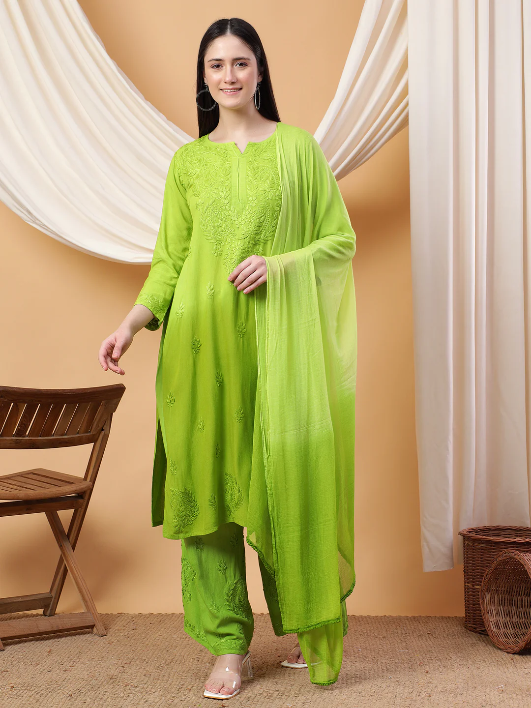 Meher Chikankari Ombre Rayon Co-ord Set