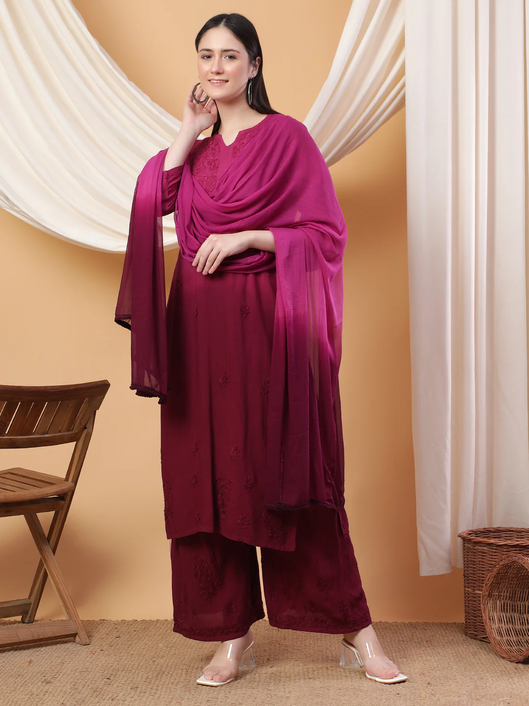 Meher Chikankari Ombre Rayon Co-ord Set
