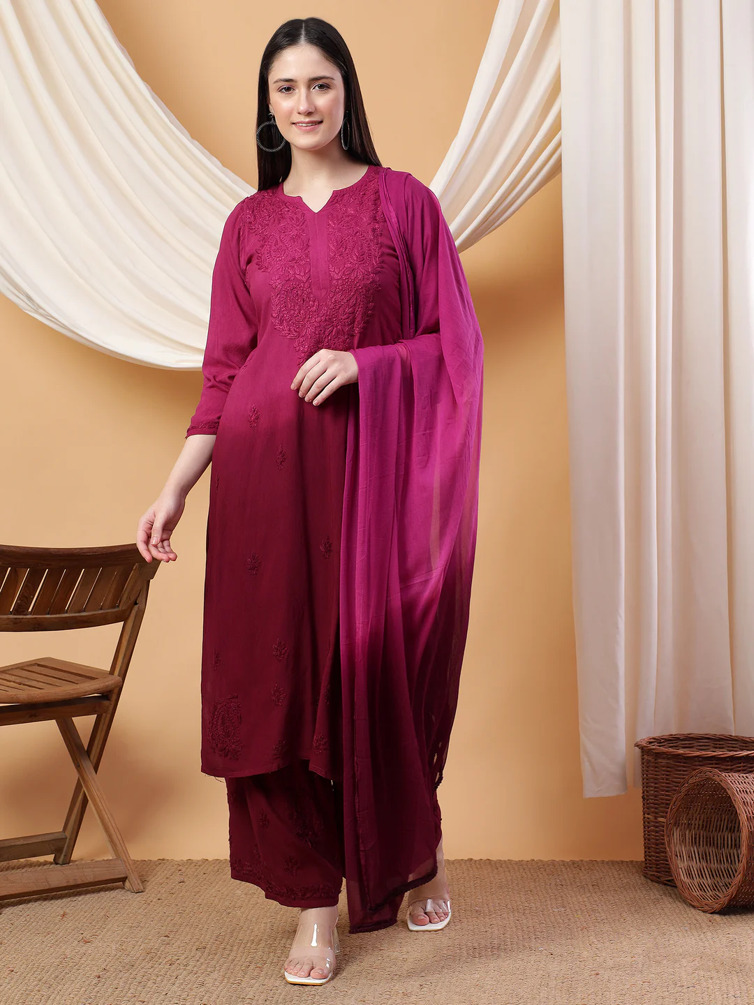 Meher Chikankari Ombre Rayon Co-ord Set