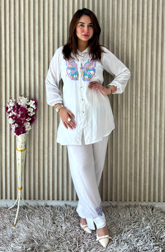 🦋 Butterfly Dreams – Premium Modal Aari Zardozi Co-Ord Set