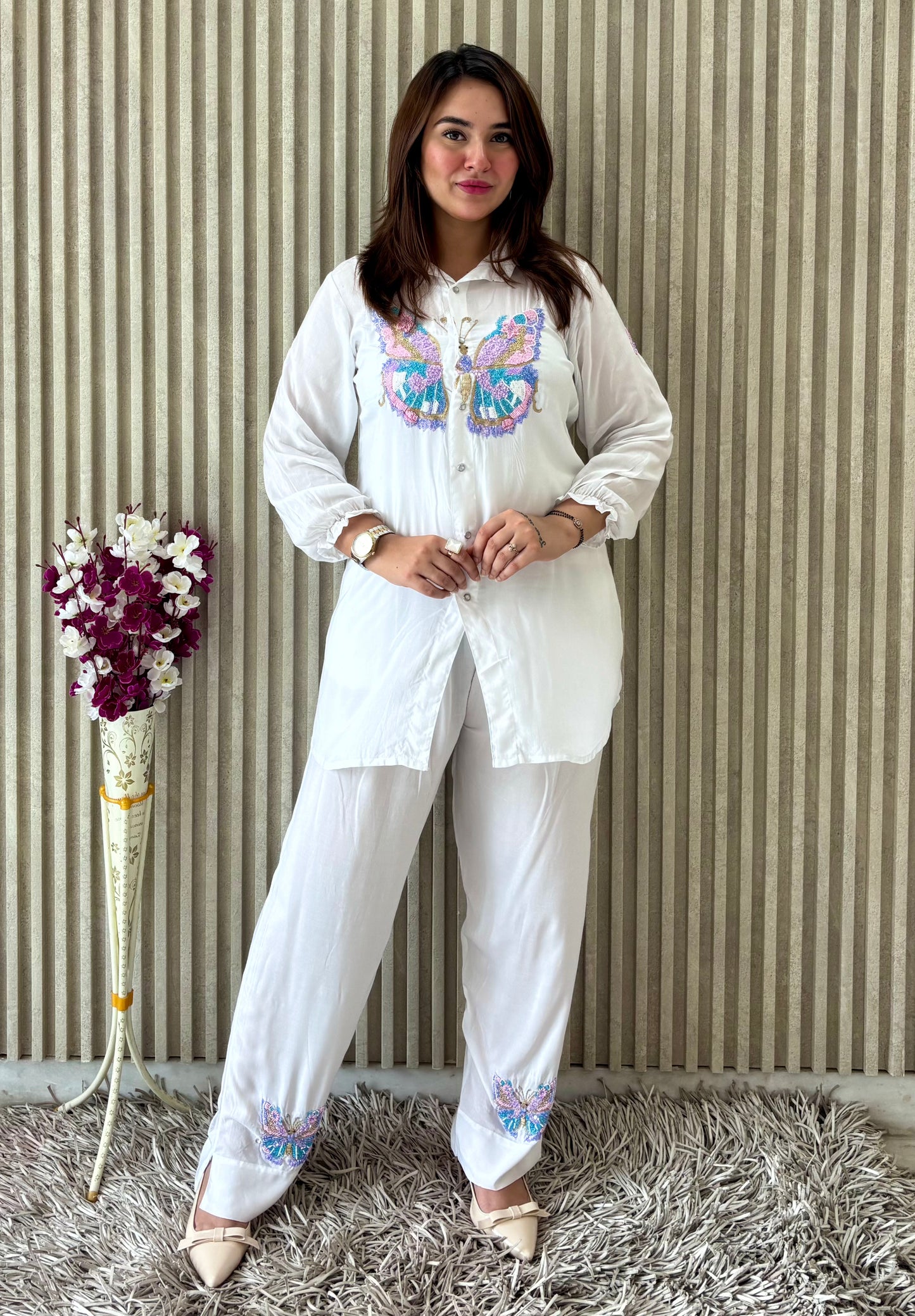 🦋 Butterfly Dreams – Premium Modal Aari Zardozi Co-Ord Set