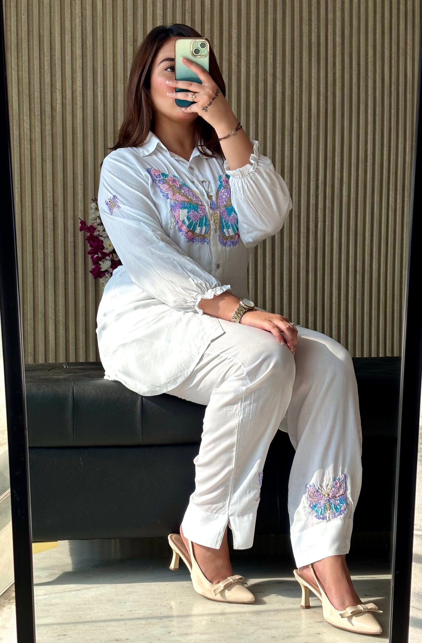 🦋 Butterfly Dreams – Premium Modal Aari Zardozi Co-Ord Set
