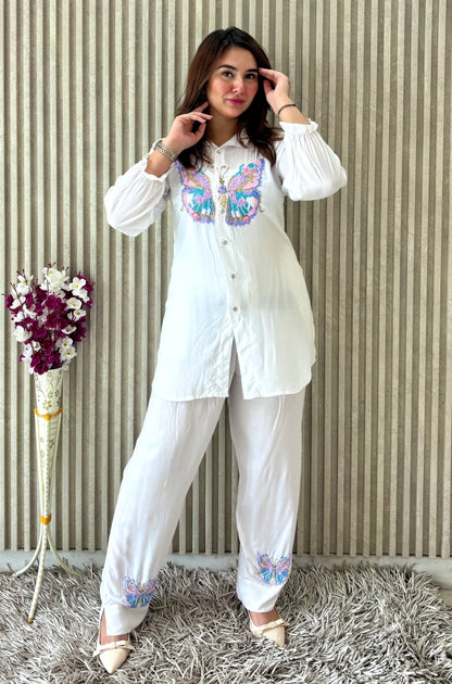 🦋 Butterfly Dreams – Premium Modal Aari Zardozi Co-Ord Set