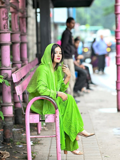 Chikankari Ryon Cotton Ombre Dyed 3pc Suit in 7 Beautiful colors
