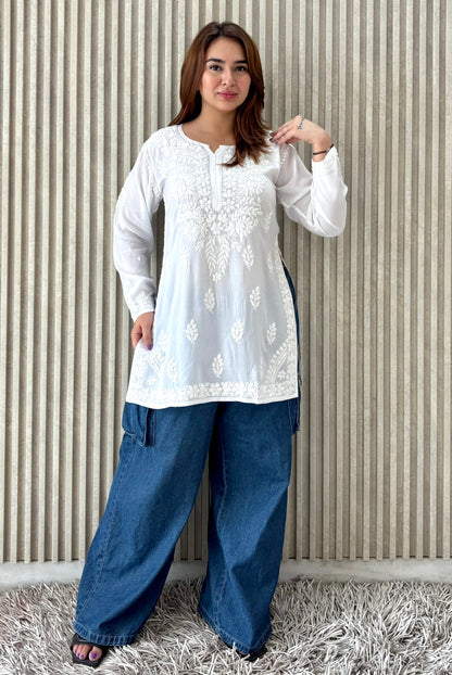 Adya Chikankari Premium Modal Short Kurti
