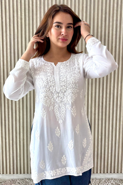 Adya Chikankari Premium Modal Short Kurti