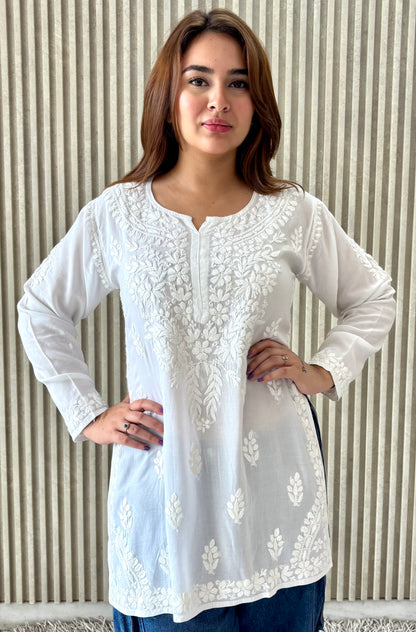 Adya Chikankari Premium Modal Short Kurti