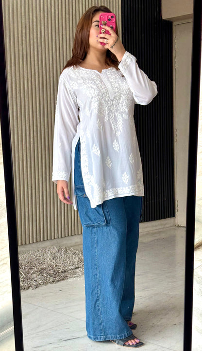 Adya Chikankari Premium Modal Short Kurti
