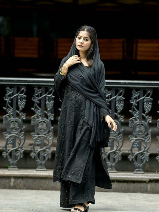 Noor Chikankari Rayon Mukaish 3pc Suit Set ✨