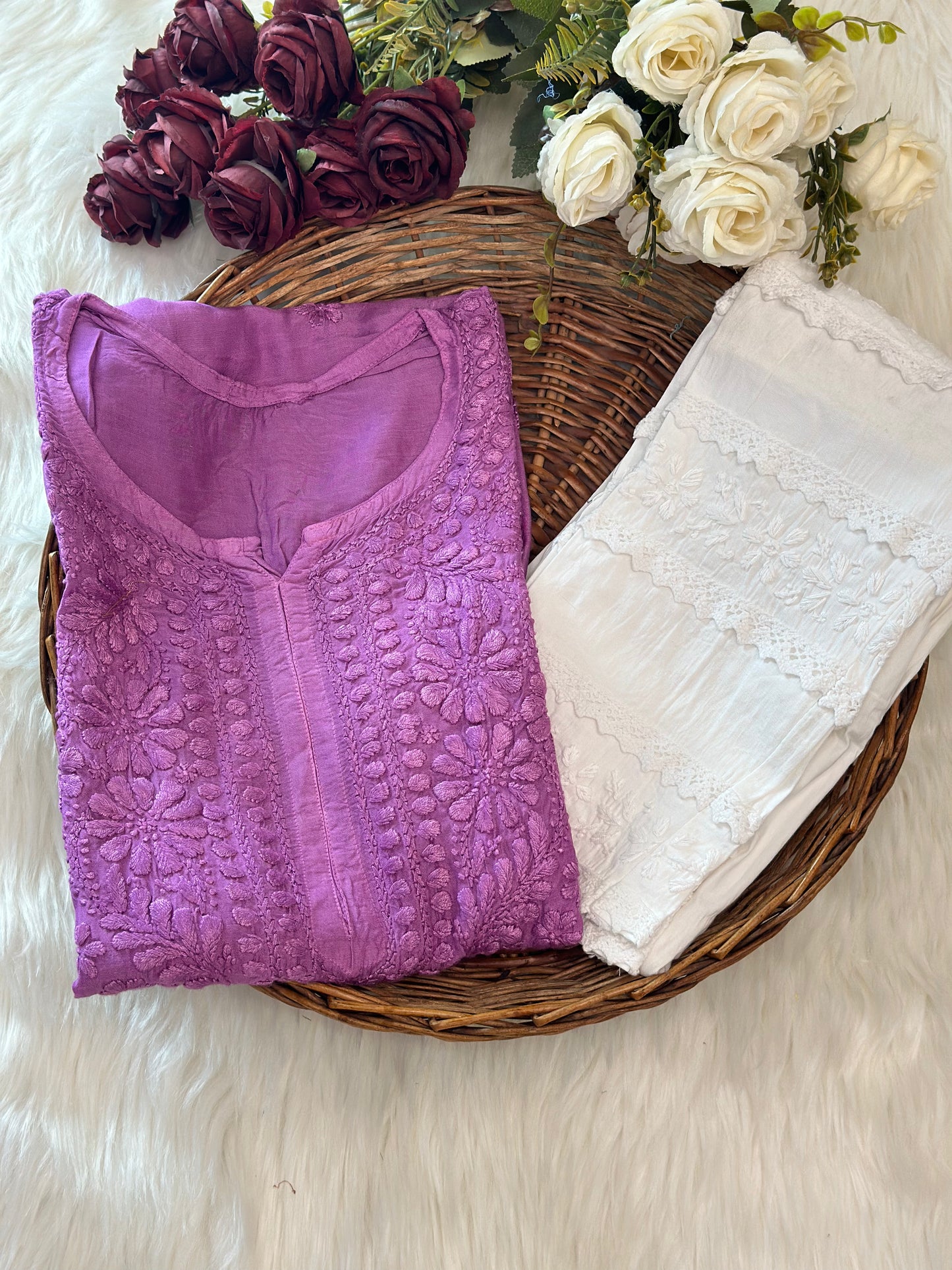 Luxe Bloom – Premium Viscose Ghas Patti Embroidered Kurti
