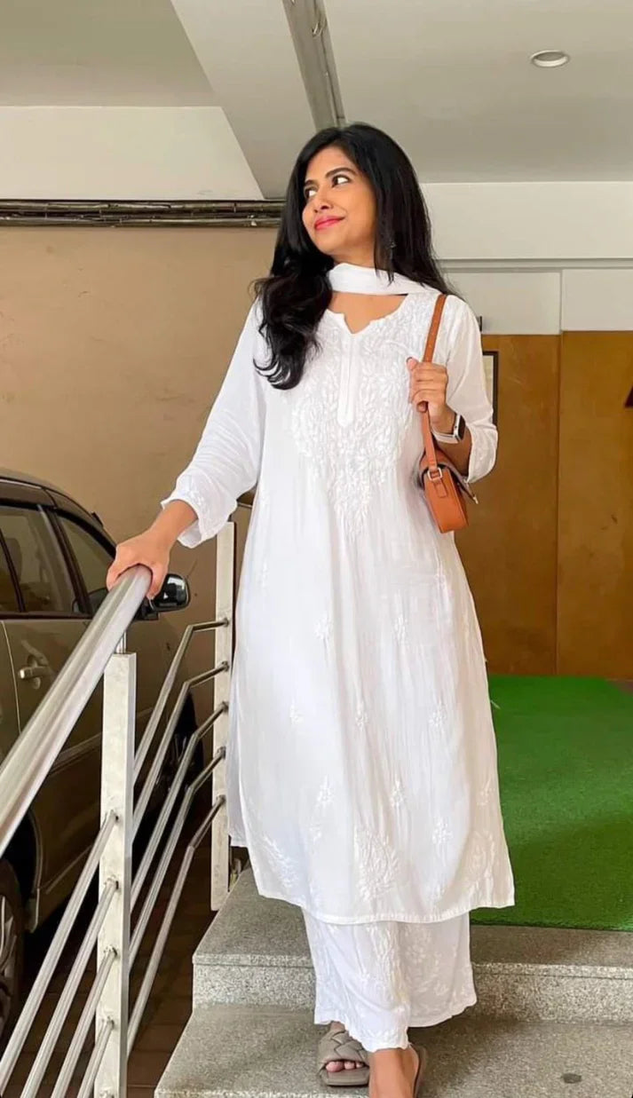 Chikankari Ryon Cotton Ombre Dyed 3pc Suit in 7 Beautiful colors