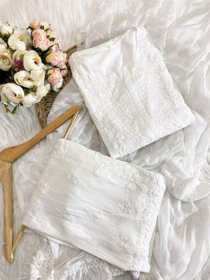 Chikankari Ryon Cotton Ombre Dyed 3pc Suit in 7 Beautiful colors