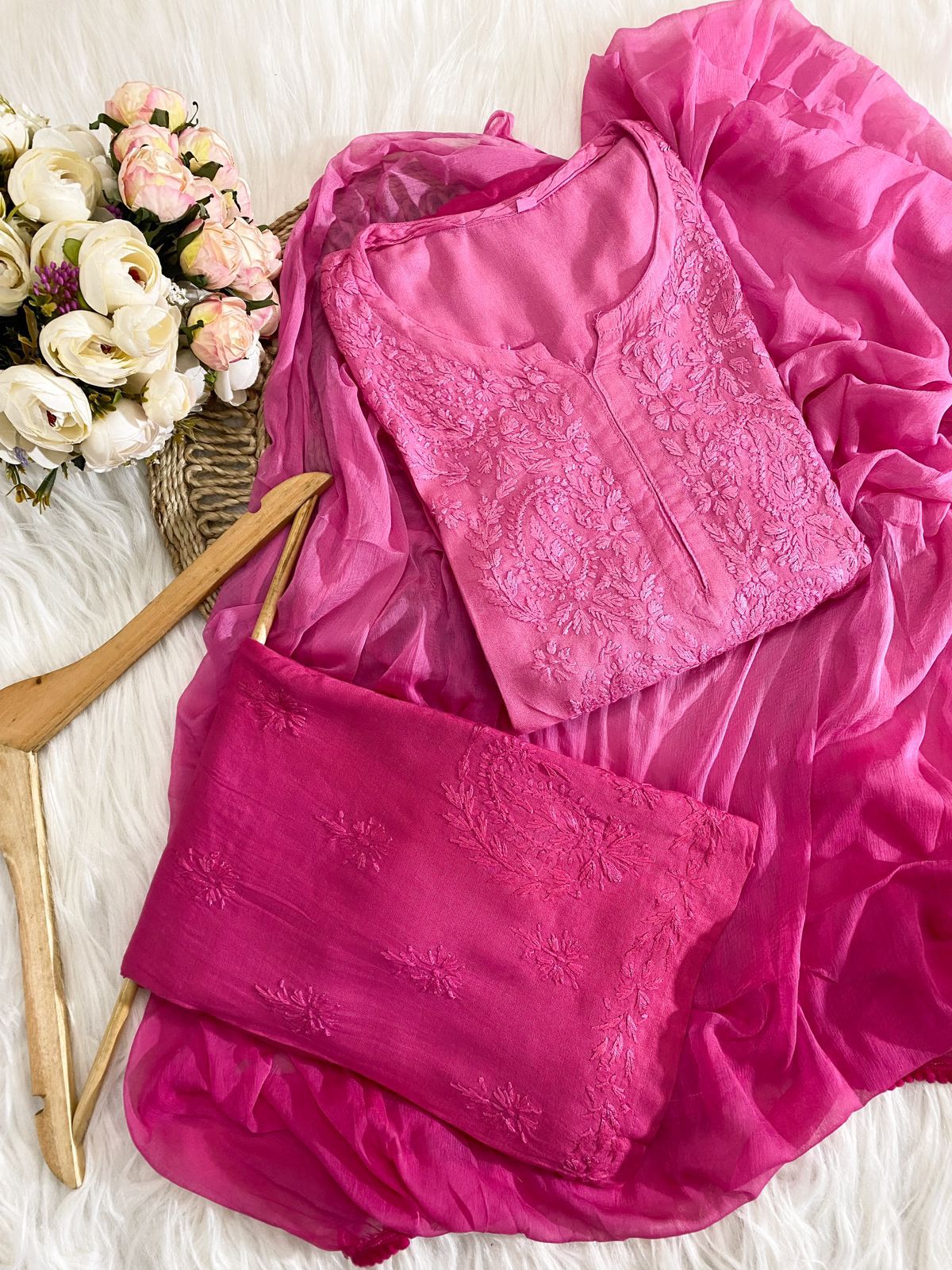 Chikankari Ryon Cotton Ombre Dyed 3pc Suit in 7 Beautiful colors