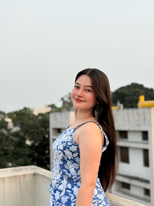 Zainab Chikankari Mulmul Strappy Long Kurti