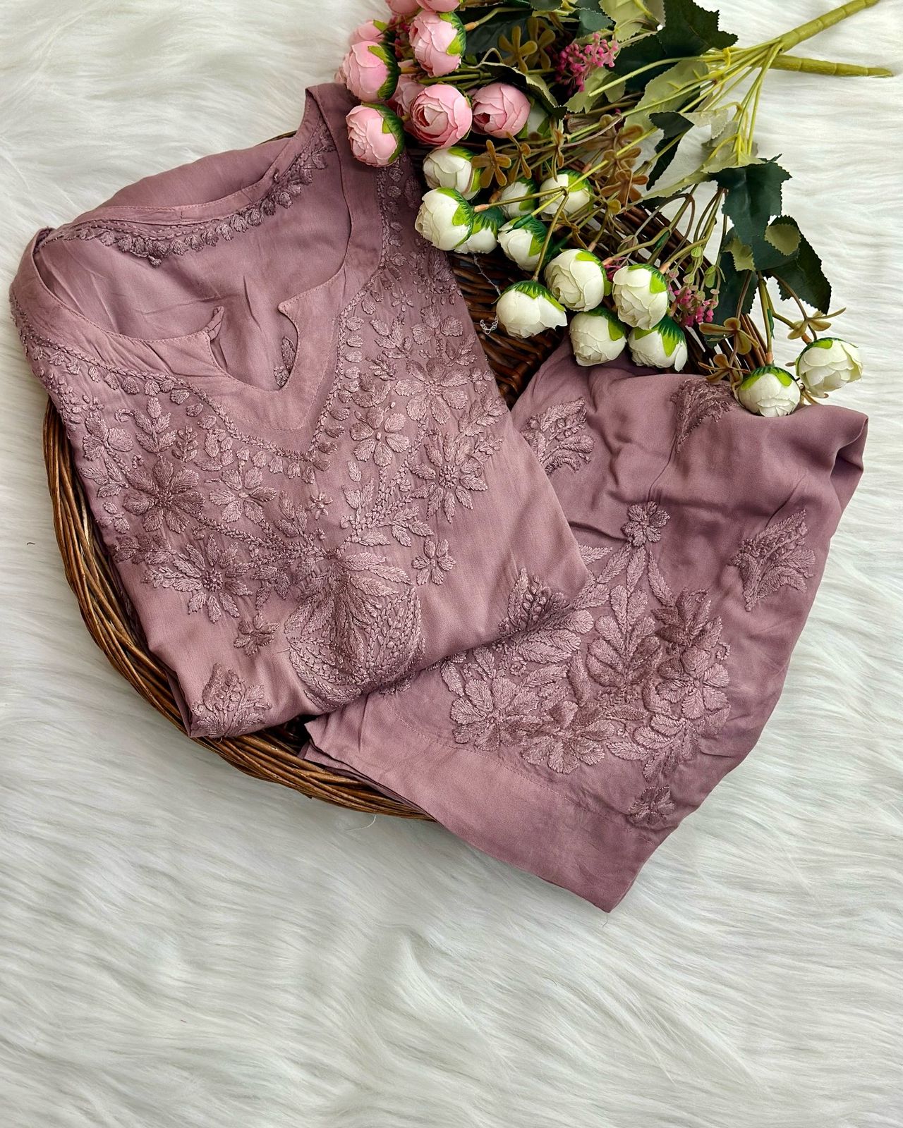 Premium Mauve Dye Modal And Pant Set